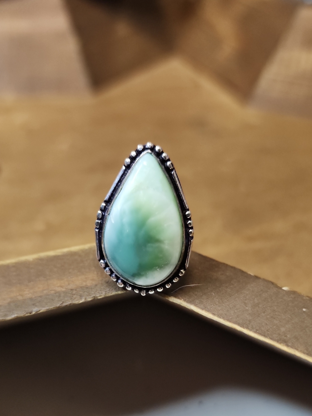 Teardrop Green Gemstone Cocktail Ring